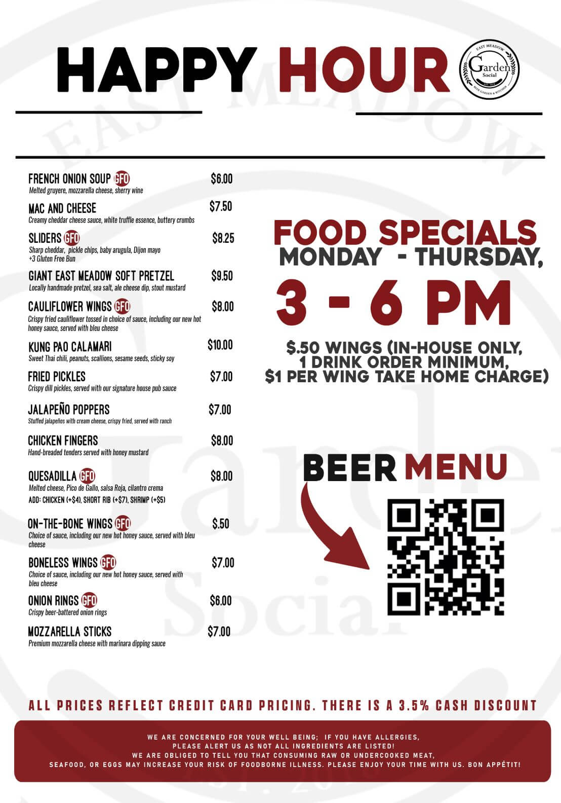 The Social Hour Menu